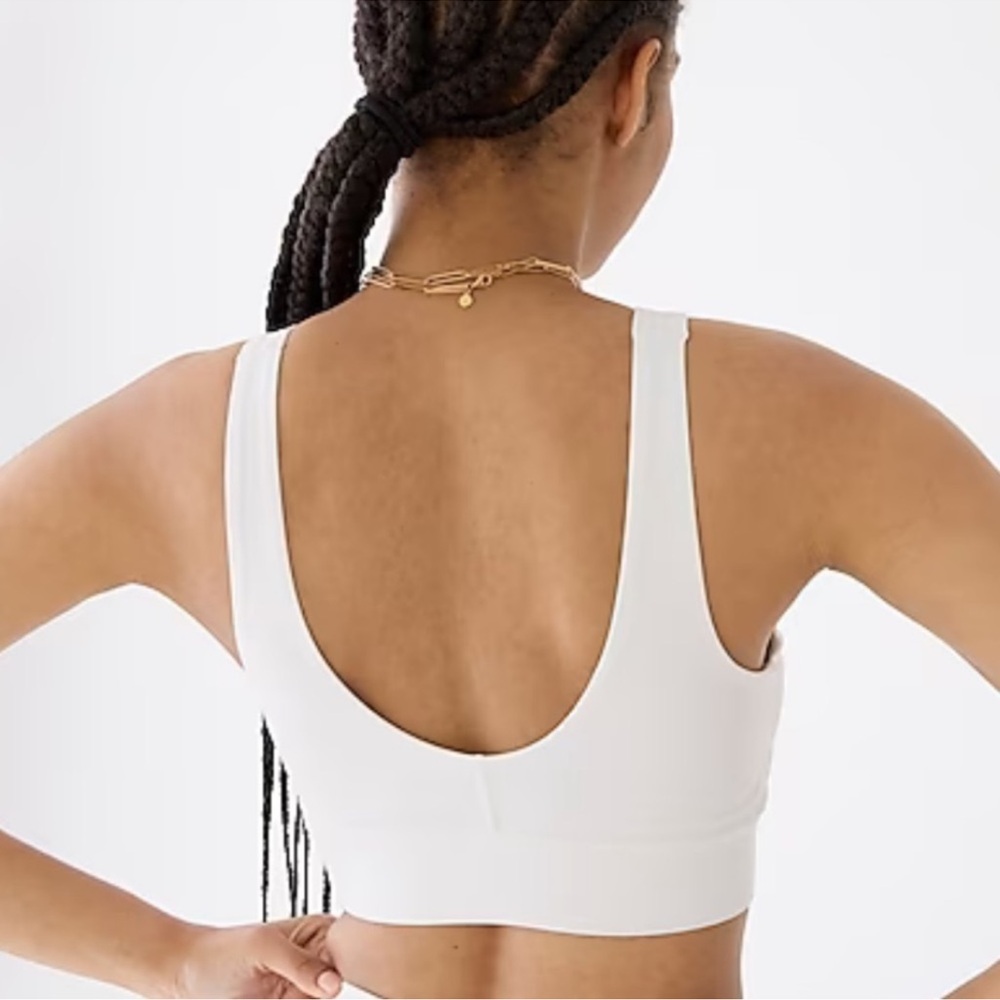 NWT J. Crew CloudStretch High Neck Sports Bra White BK318 Small - Picture 8 of 9
